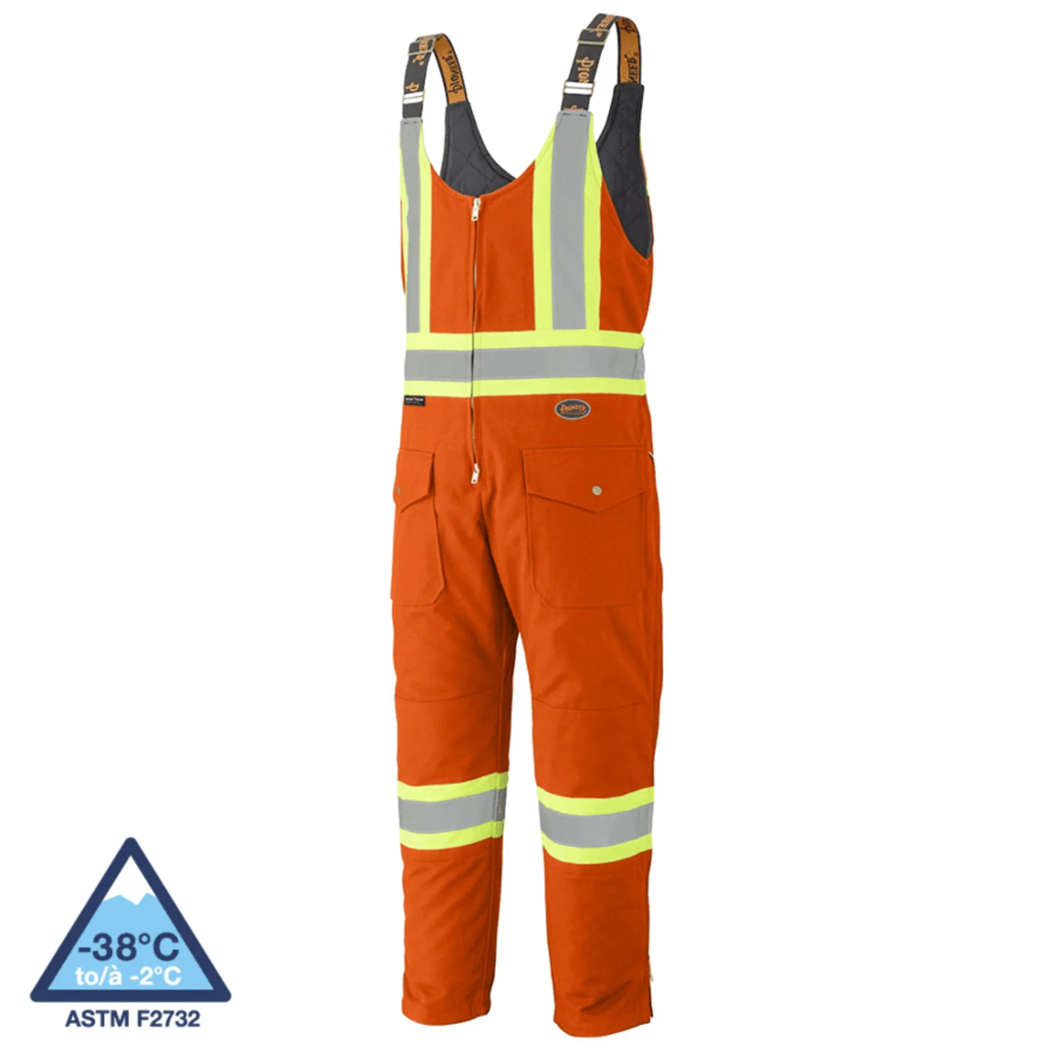 Pioneer Men's Hi-Vis Quilted Cotton Duck Bib Overalls - CSA Approved, Insulated, Reflective, Durable | 10.5oz Fabric, Adjustable Fit | Sizes S-4XL