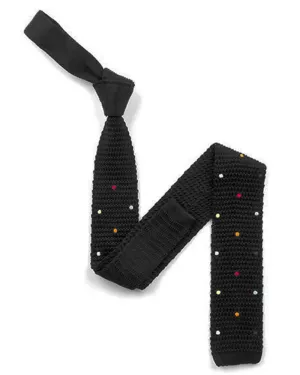 Polka Dot Knitted Silk Tie - Black / Multi