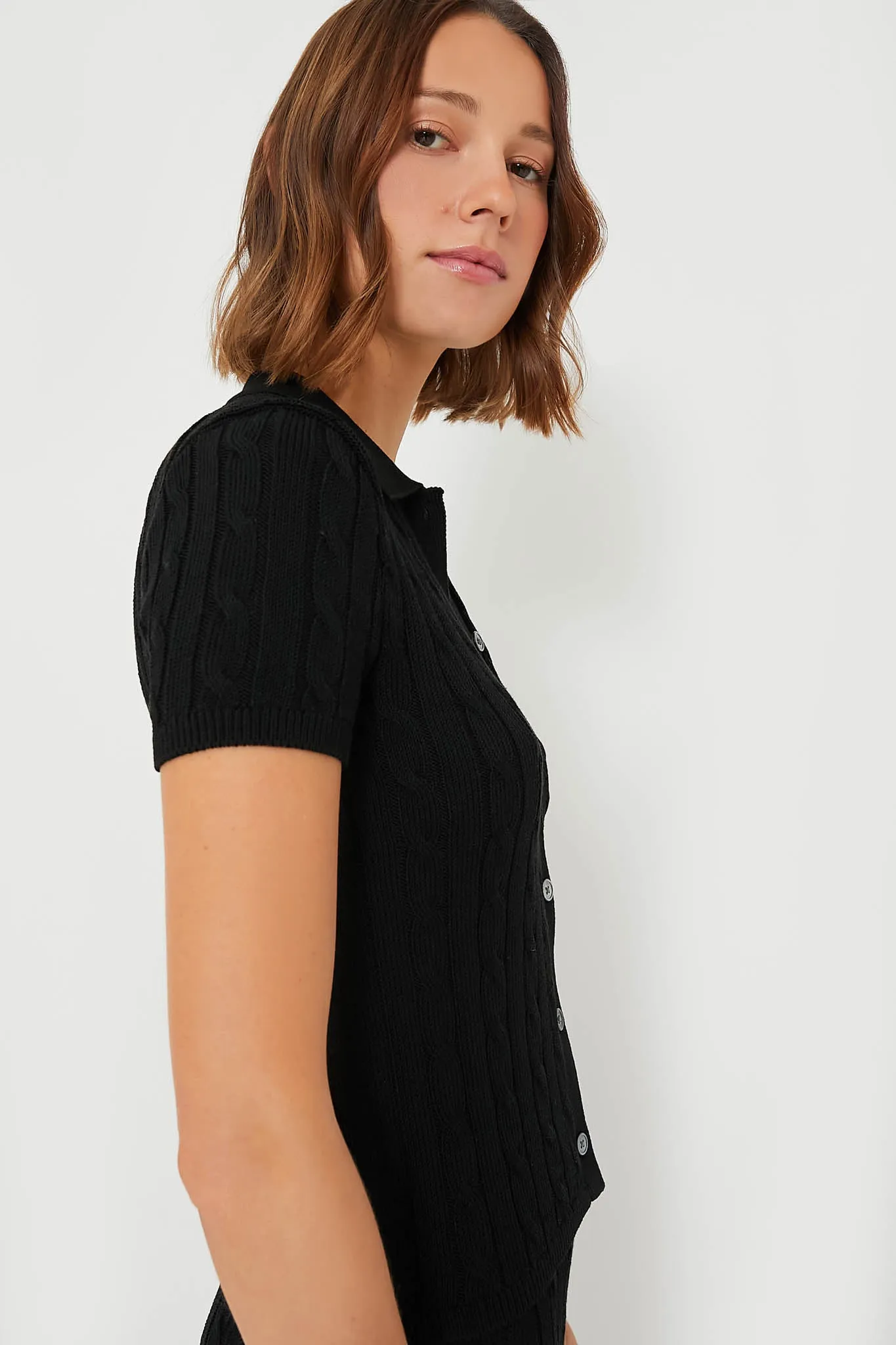 Polo Black Short Sleeve Cardigan