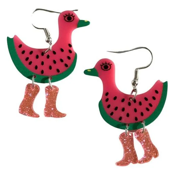 Pop Cowgirl Watermelon Duck Pink Earrings