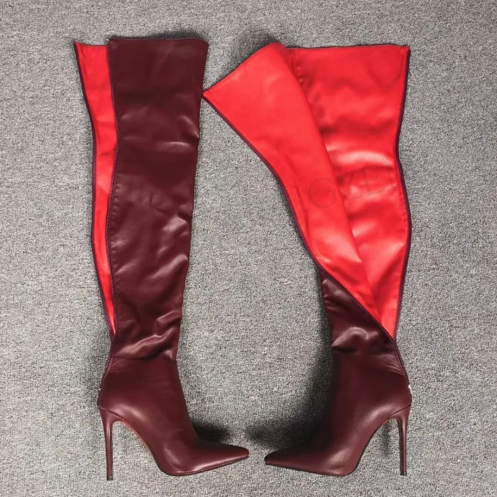 Red Lining Pointy Toe Boots