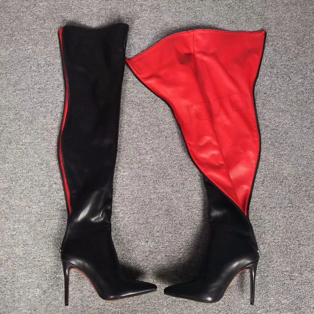 Red Lining Pointy Toe Boots