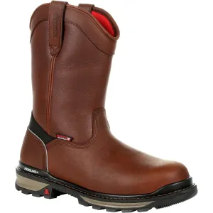 Rocky Men's Rams Horn 10" Comp Toe WP Pull-On Work Boot- Brown- RKK0315