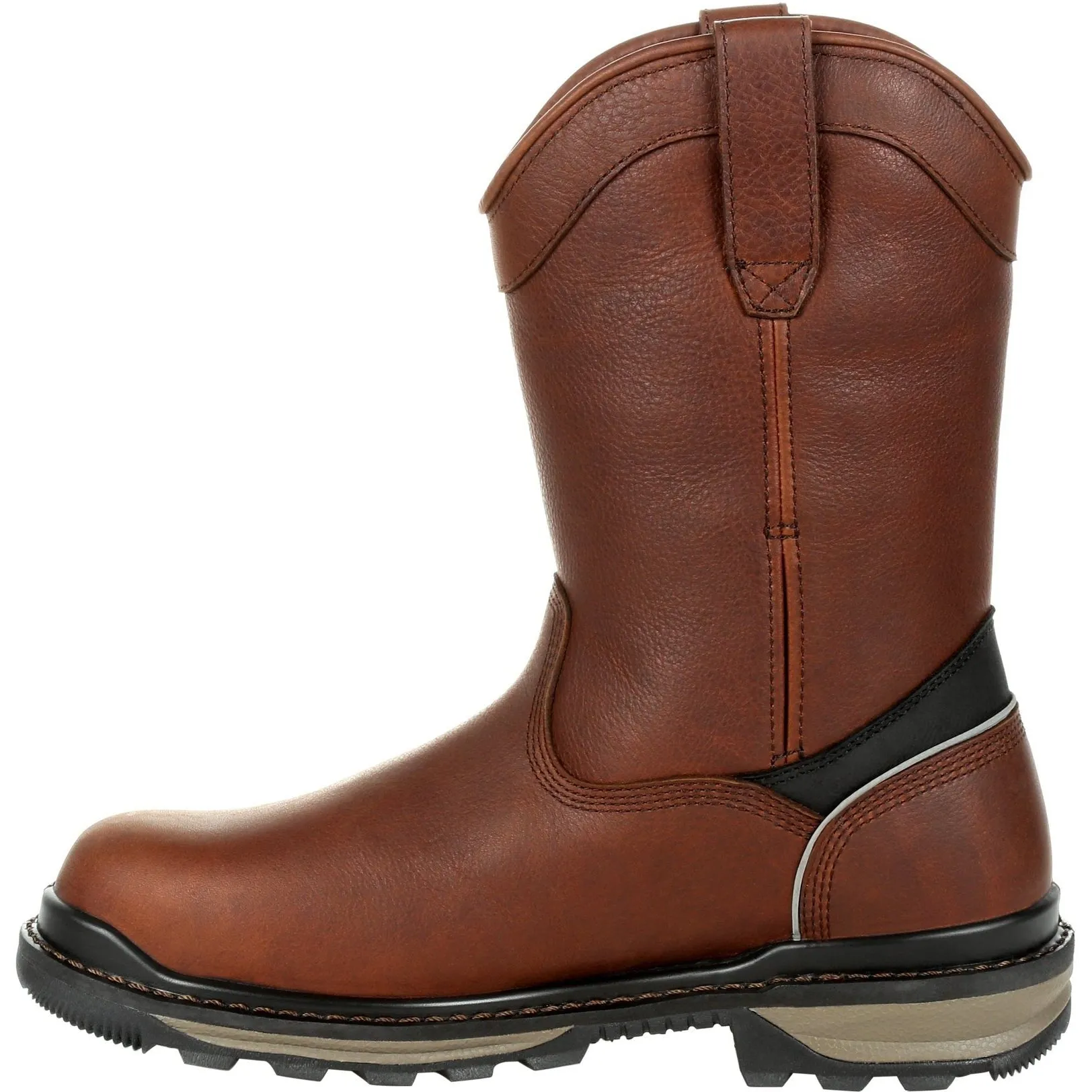 Rocky Men's Rams Horn 10" Comp Toe WP Pull-On Work Boot- Brown- RKK0315