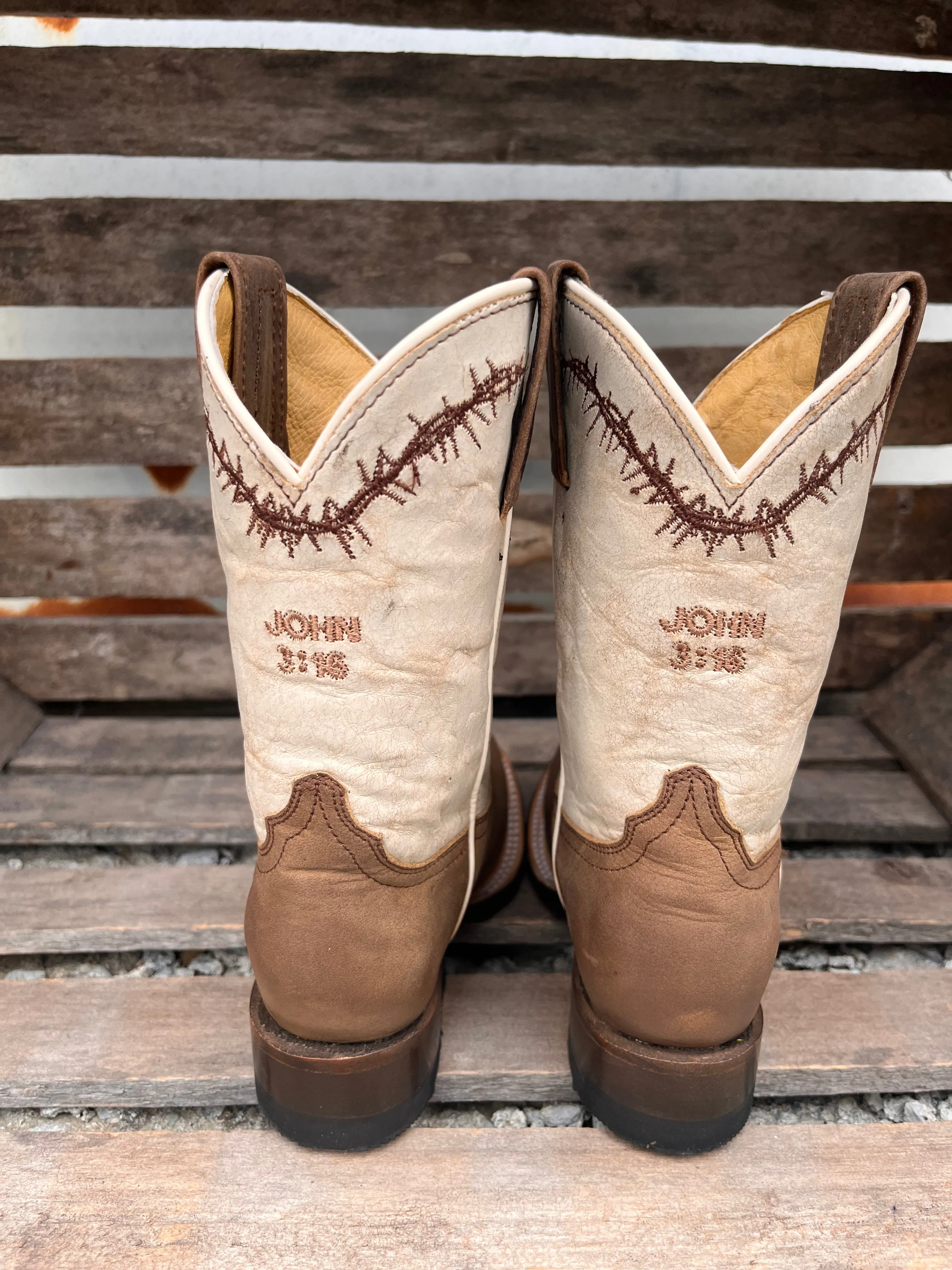 Roper Children & Youth Brown Cross Embroidered Cowboy Boots 7022-8495