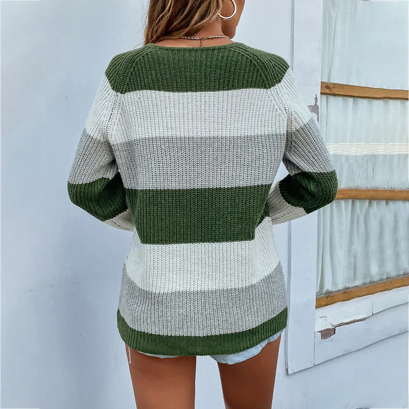 Round Neck Multicolor Sweater