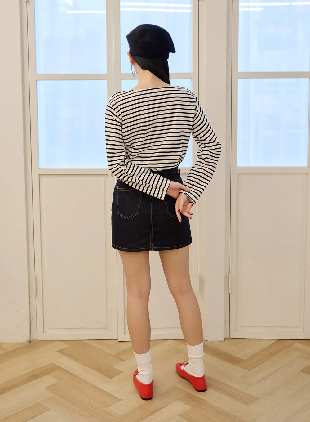 Round Neck Striped Long Sleeve Tee OD326