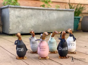 Rude as duck… ducks! - Decorated Wooden Duck in Boots by Mrs H the Duck Lady