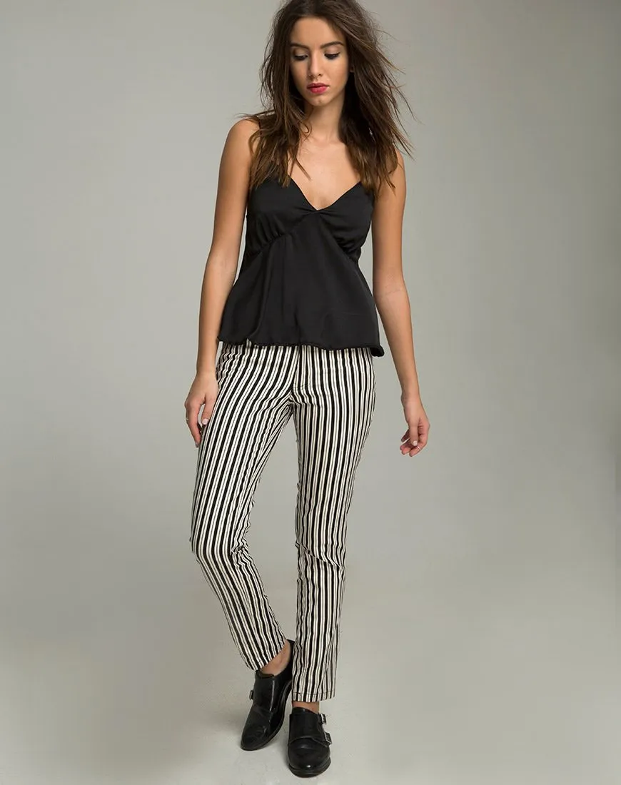 Ruska Jeans in Mini Pinstripe Black and White