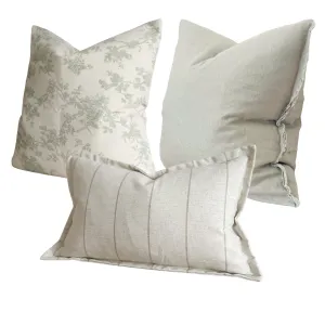 Sage Green Cottage Floral Cushion Trio