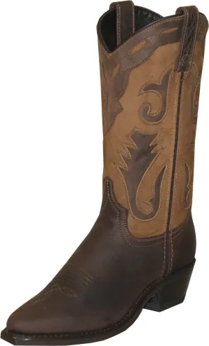 Sage Womens 11in Two-Tone Cutout Brown/Tan Cowhide Cowboy Boots