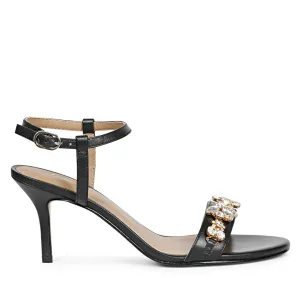 Saint Alani Transparent Stones Embellished Black Leather Stilettos