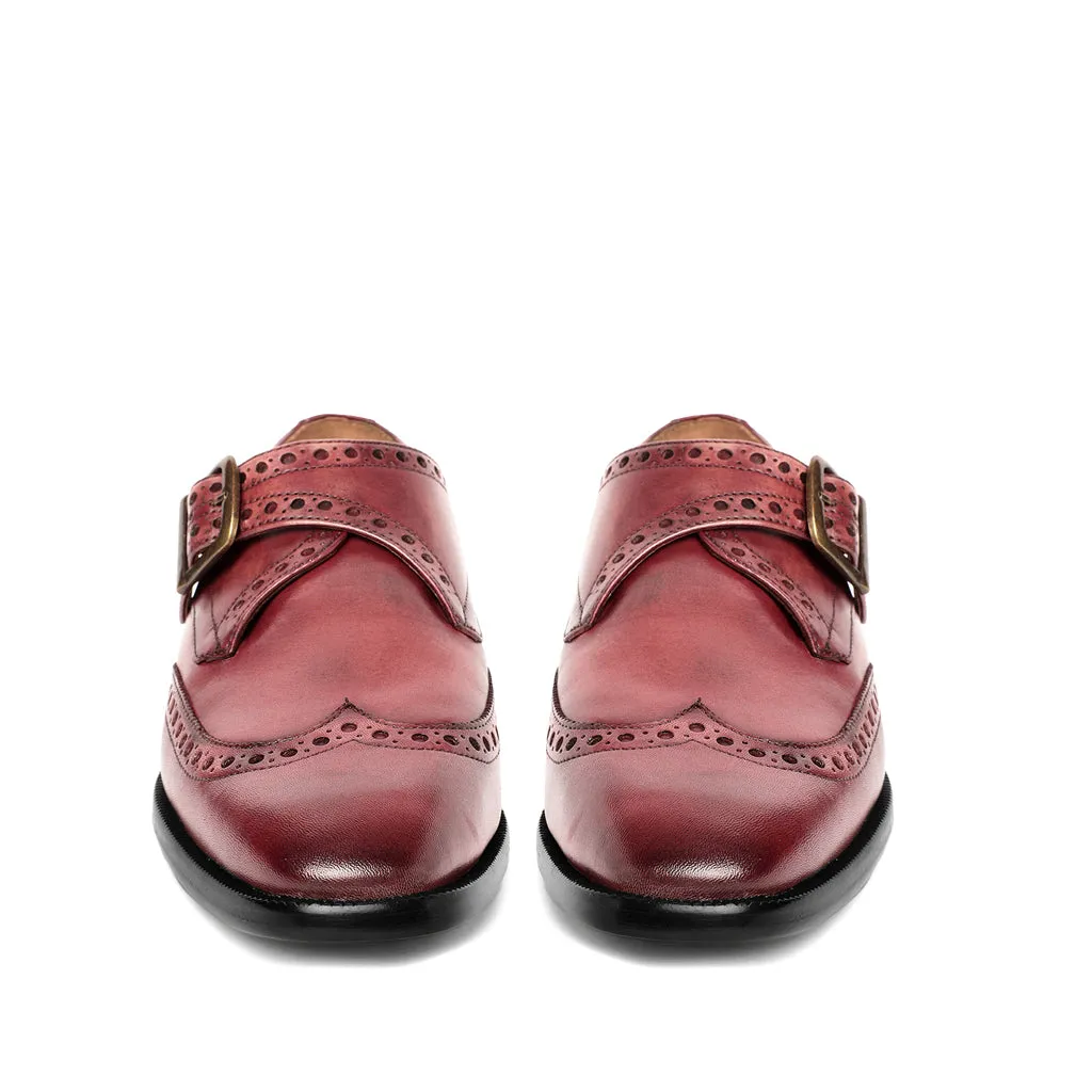 Saint Gerardo Burgundy Leather Single Monk Strap Brogues