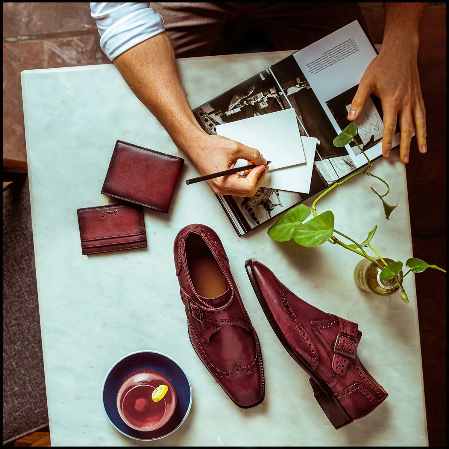 Saint Gerardo Burgundy Leather Single Monk Strap Brogues