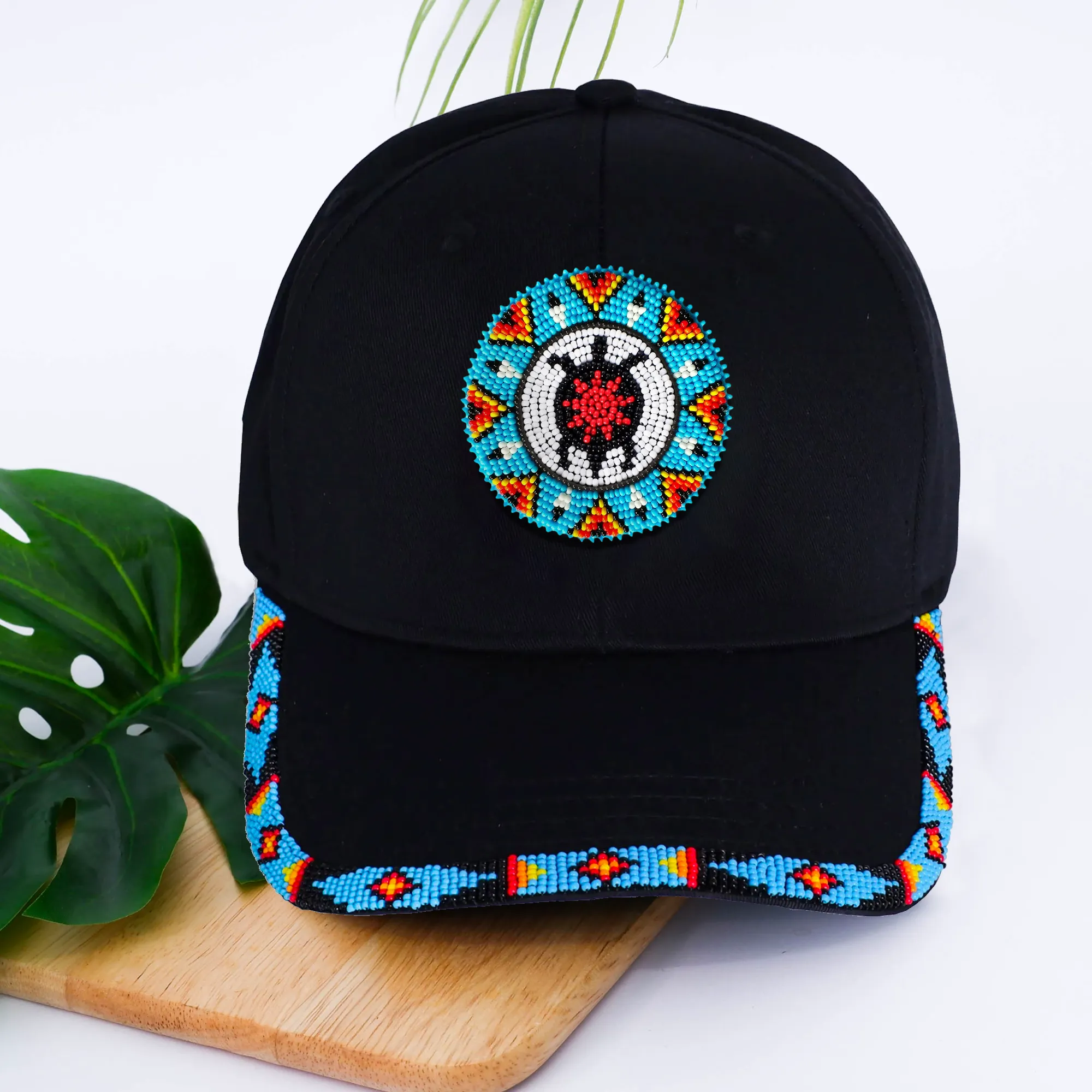 SALE 50% OFF - Blue Turtle Baseball Cap With Patch And Brim Cotton Unisex Native American Style