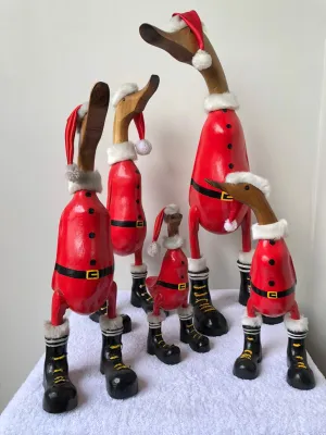 Santa Boots Family Hand Painted Wooden Ducks - Individual or Sets