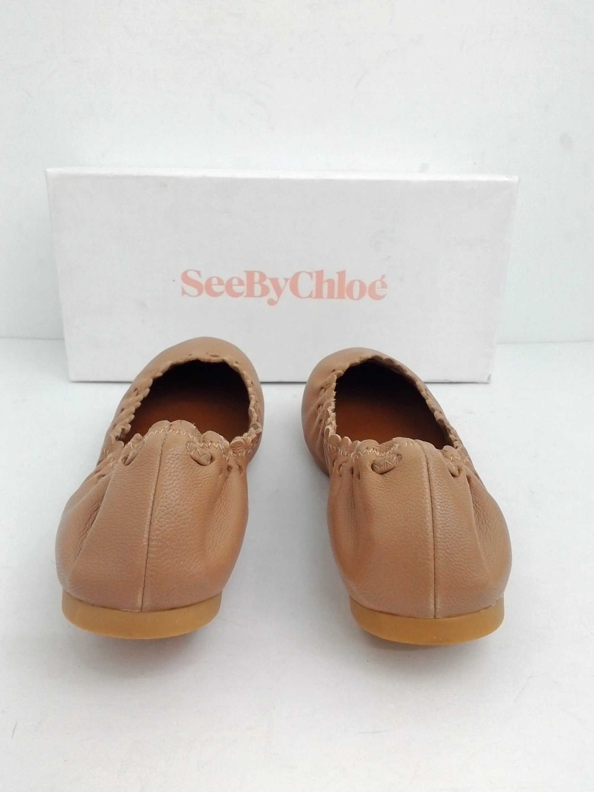 See by Chloé Women's Jane Point Ballet Flats Biscotto Tan Size 7 M