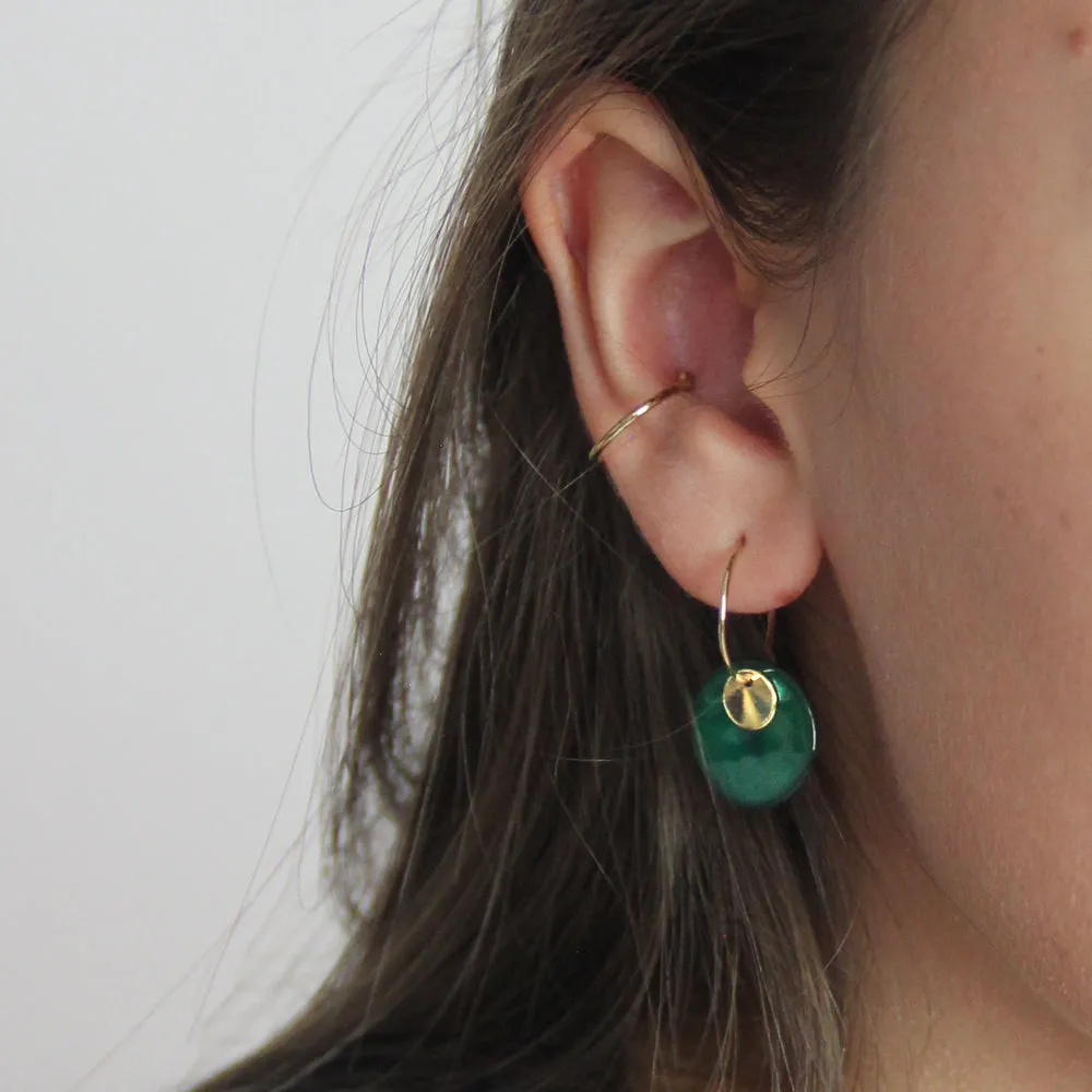 Shell Duck Green Hoop Earrings