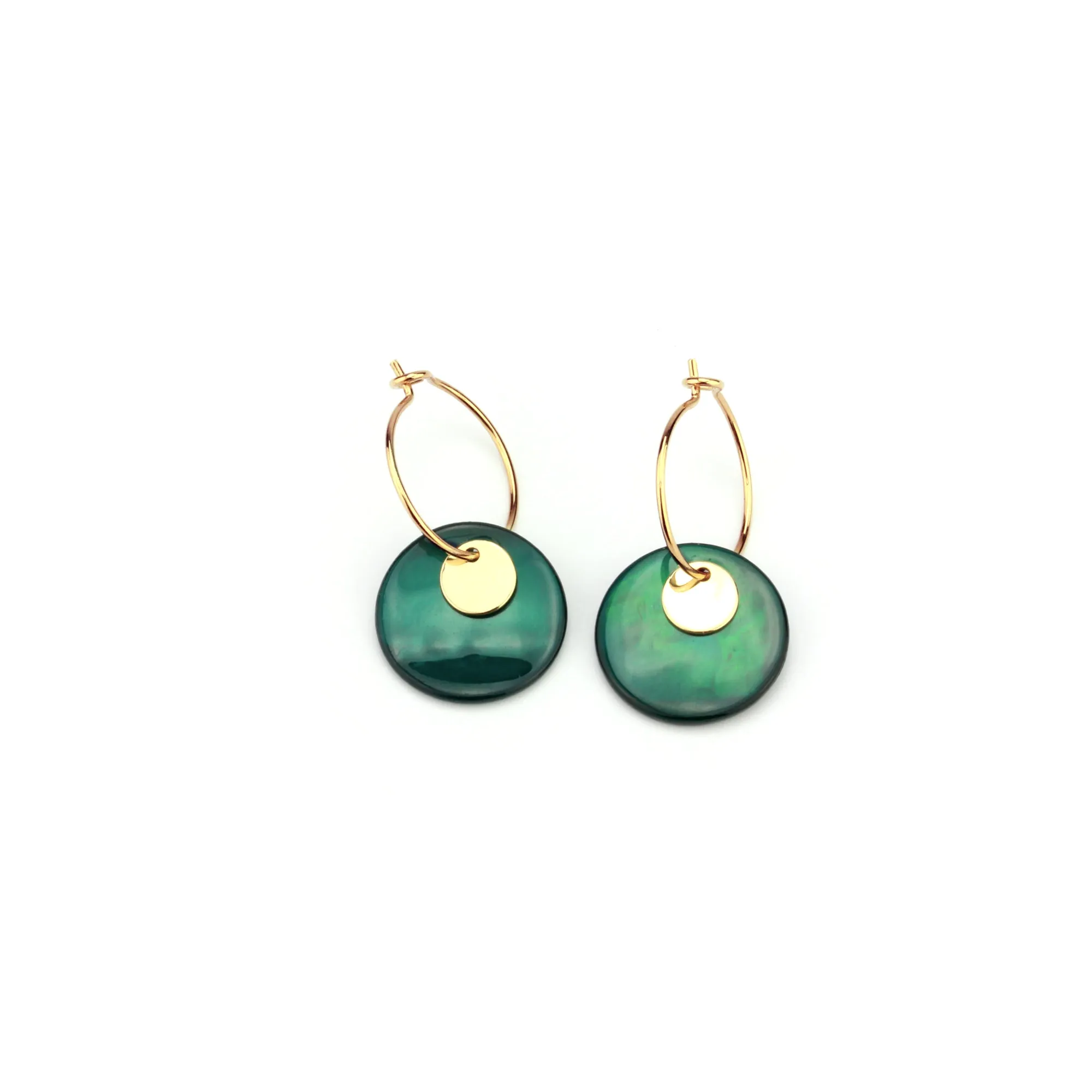 Shell Duck Green Hoop Earrings