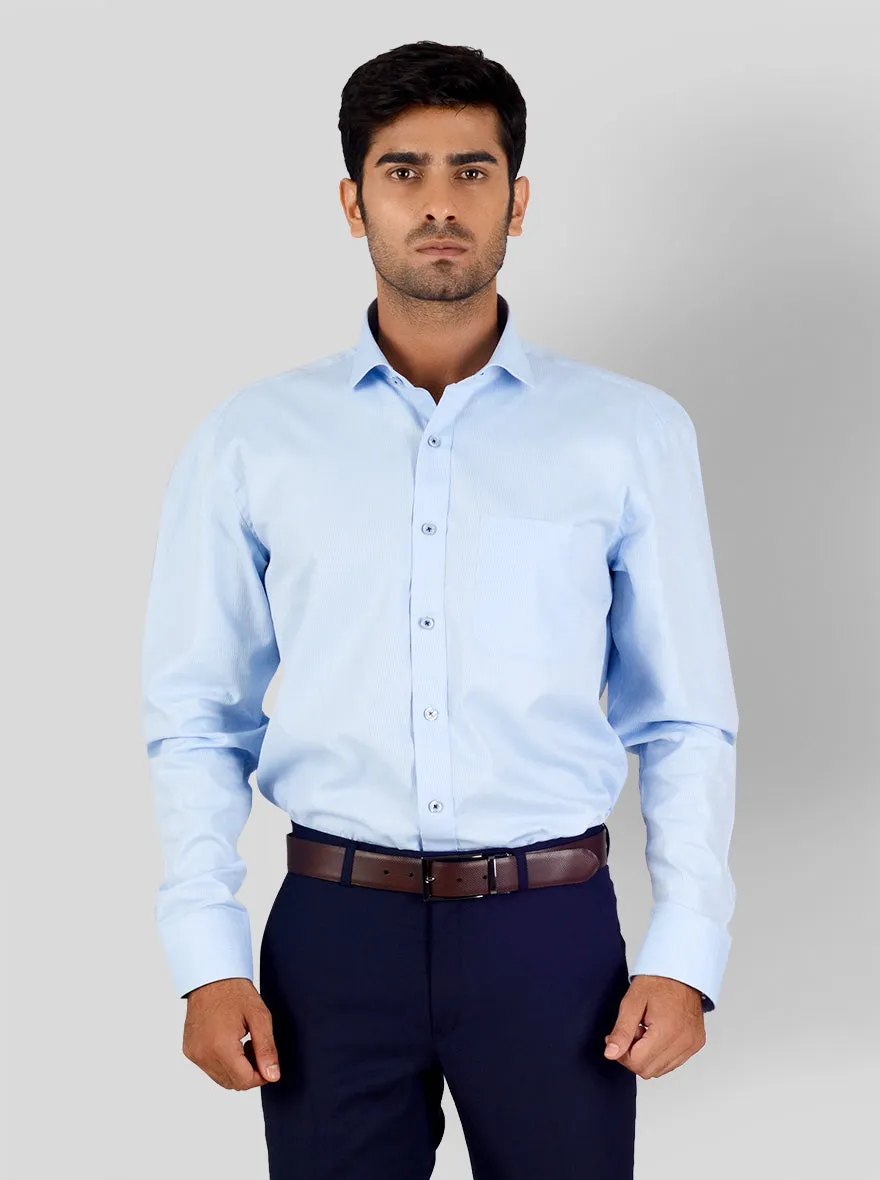 Sky Blue Dobby Regular Fit Formal Shirt | JadeBlue