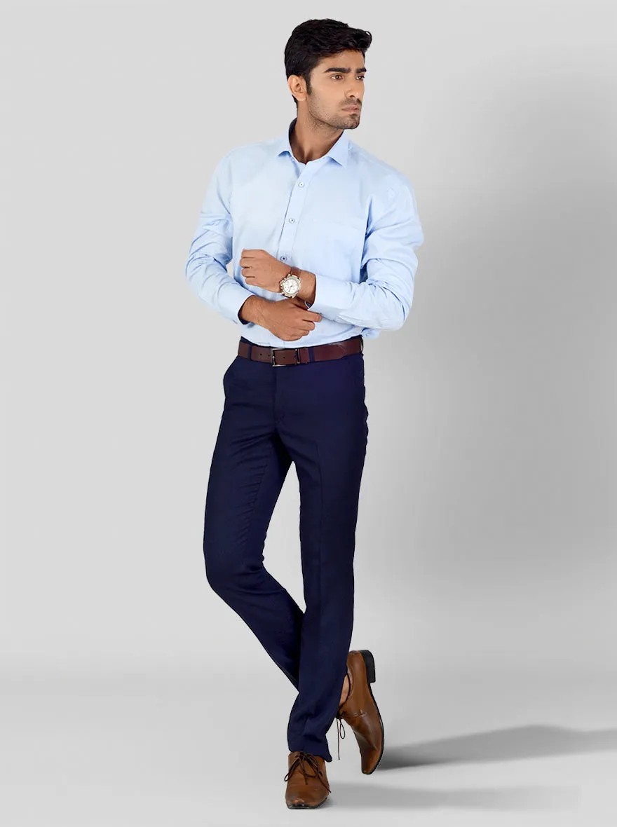 Sky Blue Dobby Regular Fit Formal Shirt | JadeBlue