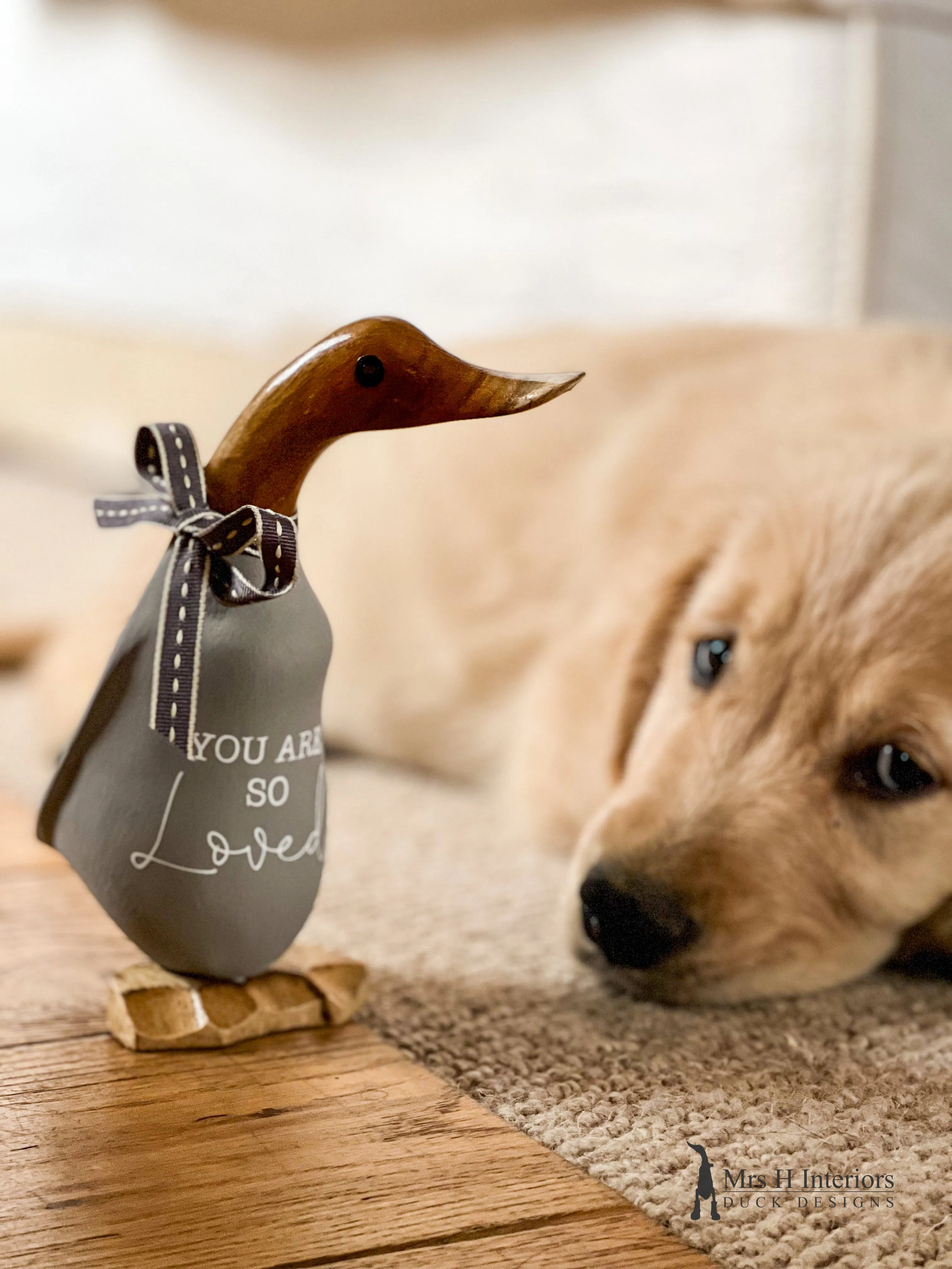 So loved - Decorated Wooden Duck in Boots by Mrs H the Duck Lady