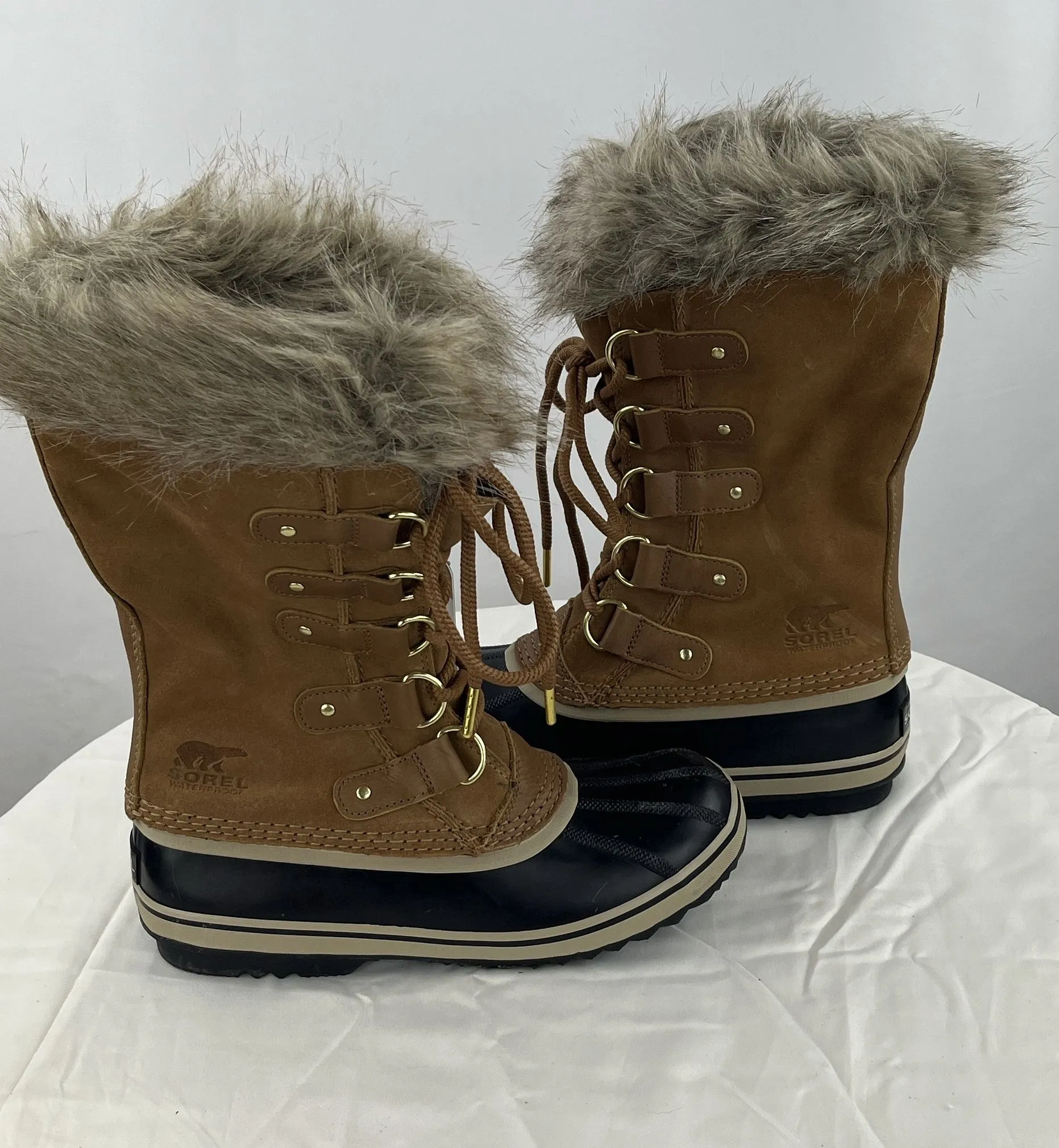 Sorel Women's Brown/Tan WP Tofino Winter Snow Duck Boots W/Faux Fur Size 8.5