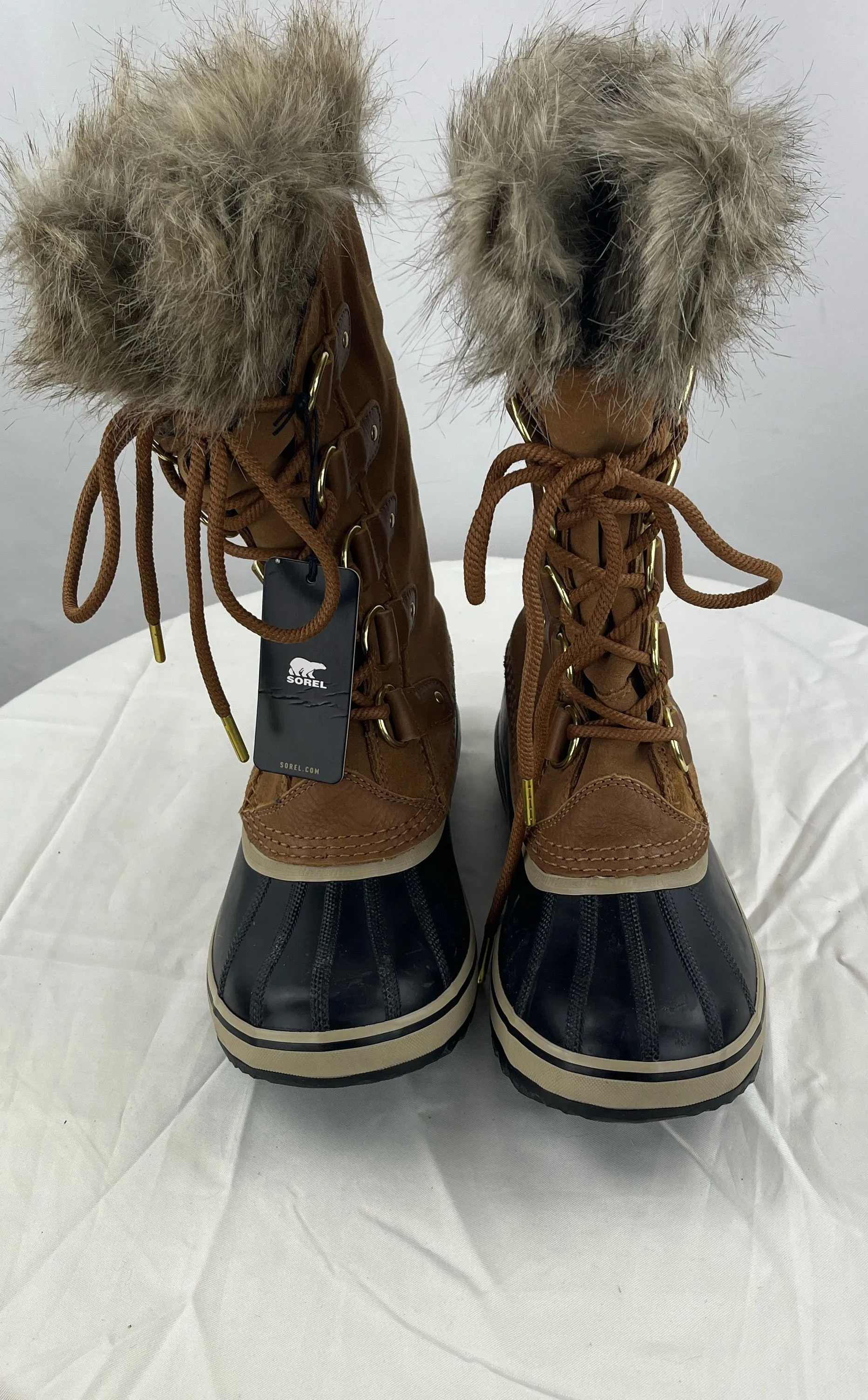 Sorel Women's Brown/Tan WP Tofino Winter Snow Duck Boots W/Faux Fur Size 8.5