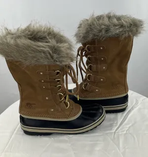 Sorel Women's Brown/Tan WP Tofino Winter Snow Duck Boots W/Faux Fur Size 8.5