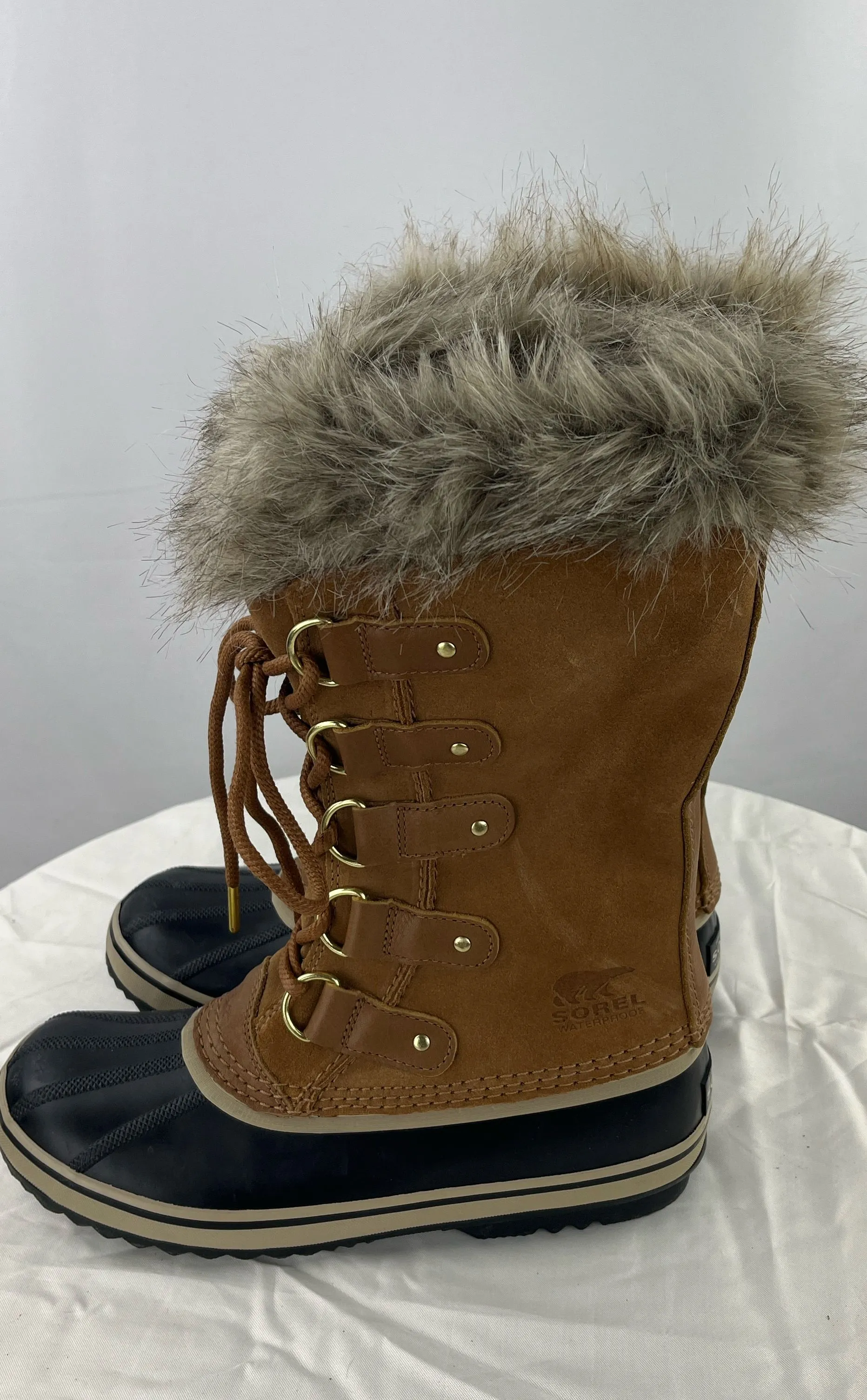 Sorel Women's Brown/Tan WP Tofino Winter Snow Duck Boots W/Faux Fur Size 8.5