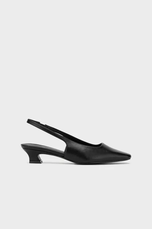 SQUARE TOE SLINGBACK KITTEN HEEL