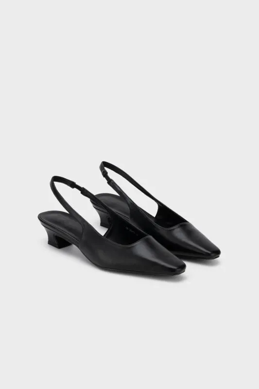 SQUARE TOE SLINGBACK KITTEN HEEL