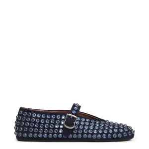 Strass Ballet Flats, Blue Suede