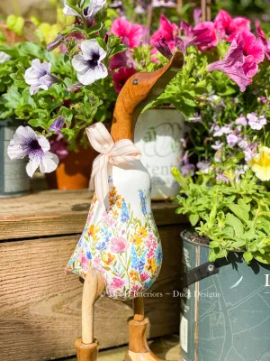 Summer - Decorated Wooden Duck in Boots by Mrs H the Duck Lady