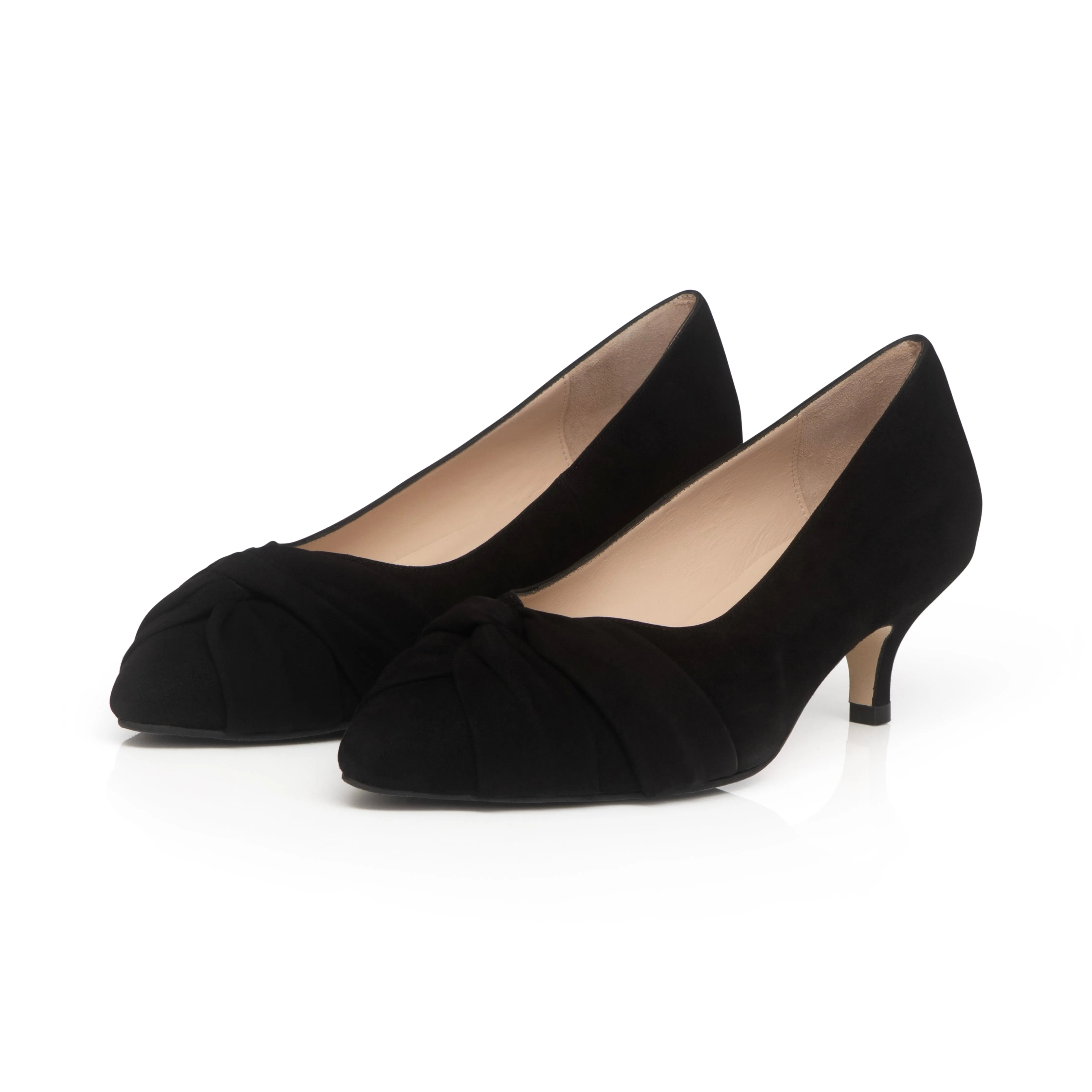 Tandi Extra-Wide Fit Kitten Heels - Black Suede