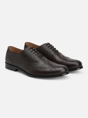 Textured Black Leather Formal Brogues