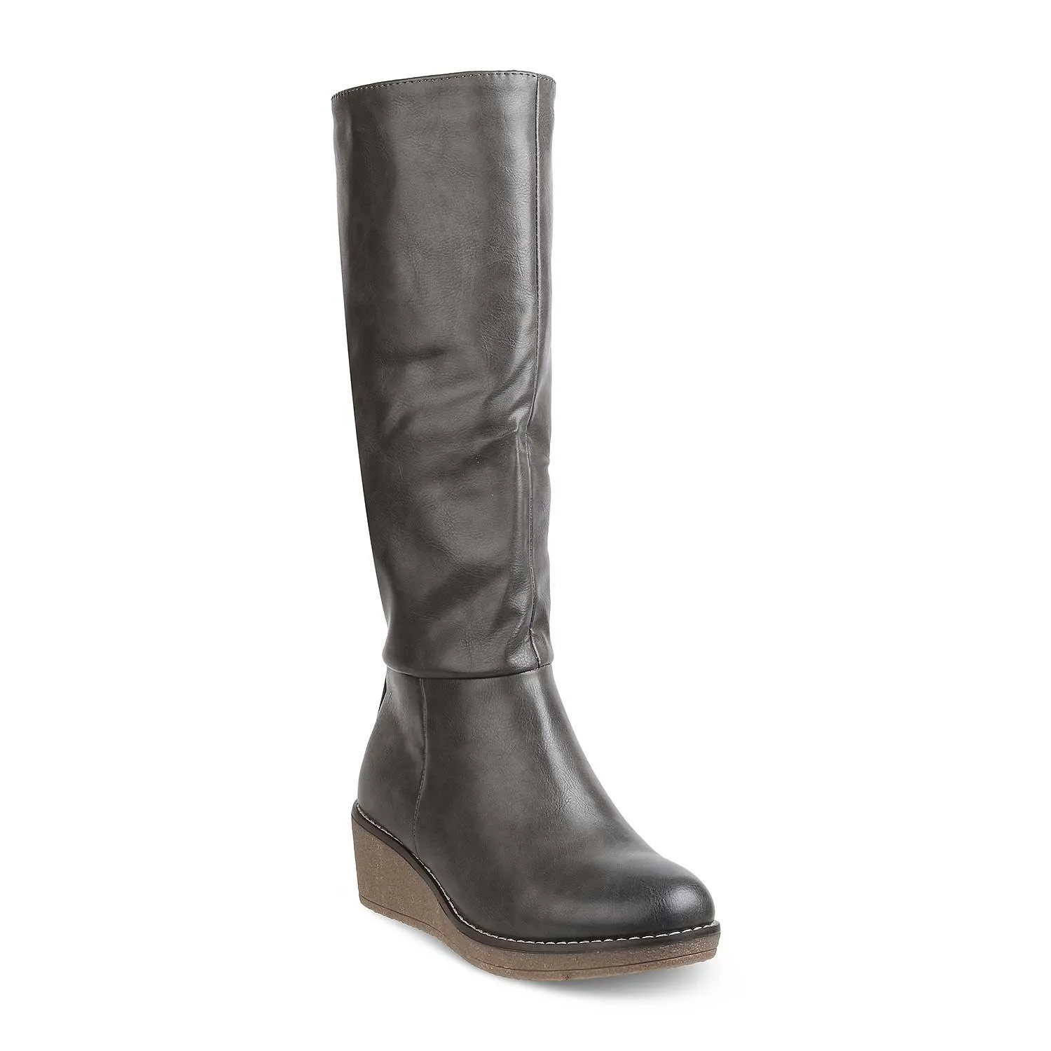 The Alavus Grey Women's Knee-length Boots Tresmode