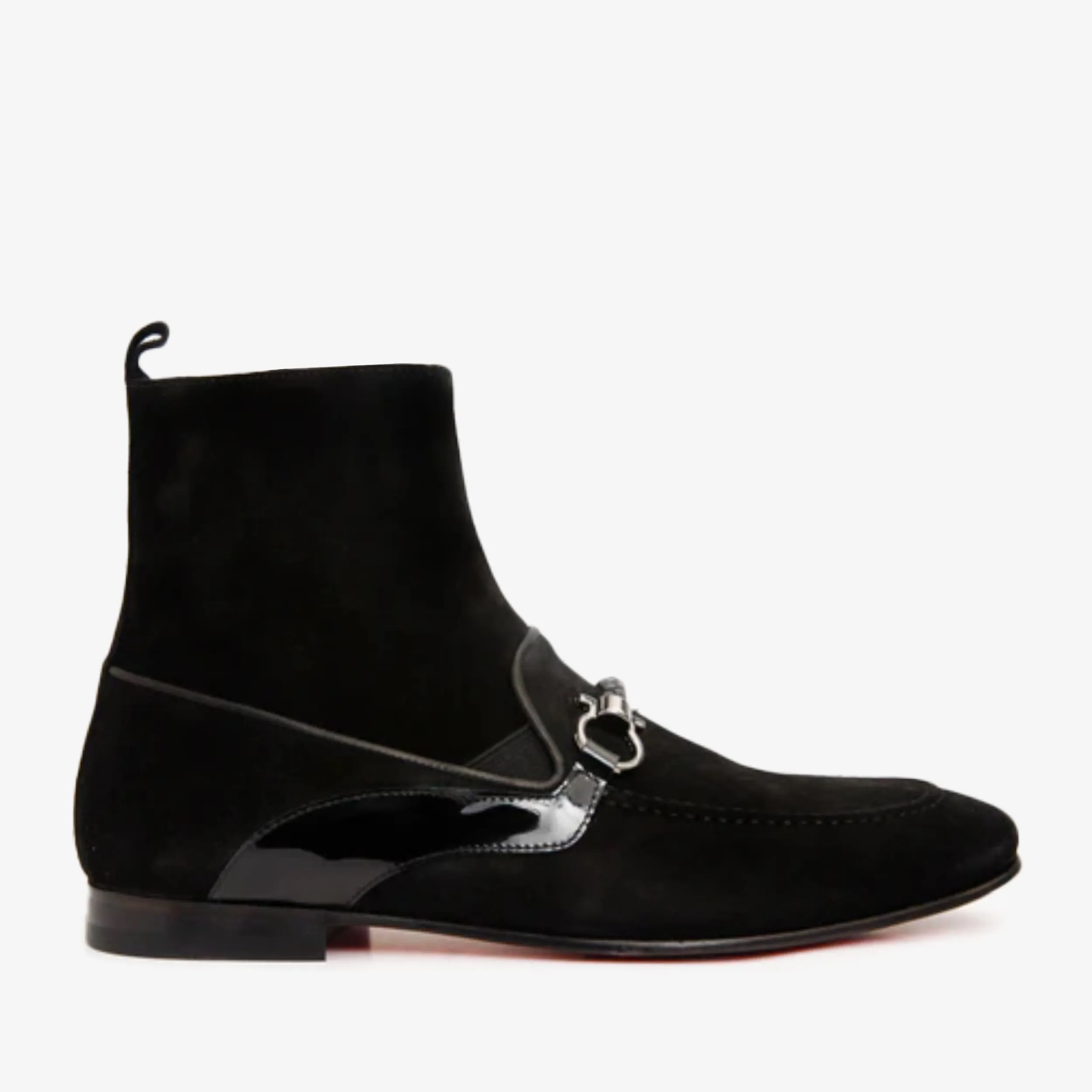 The Baron Black Suede Bit Zip-Up Dress Men Boot