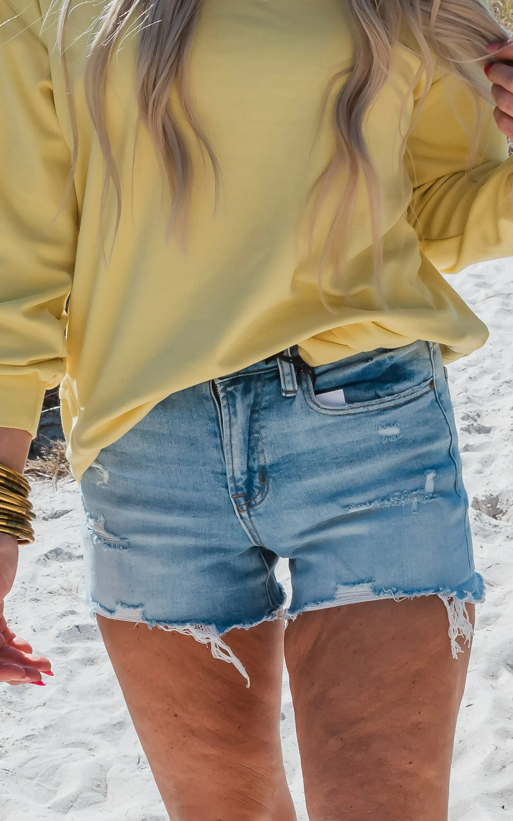 The Jessica High Rise Distressed Denim Short - Mica