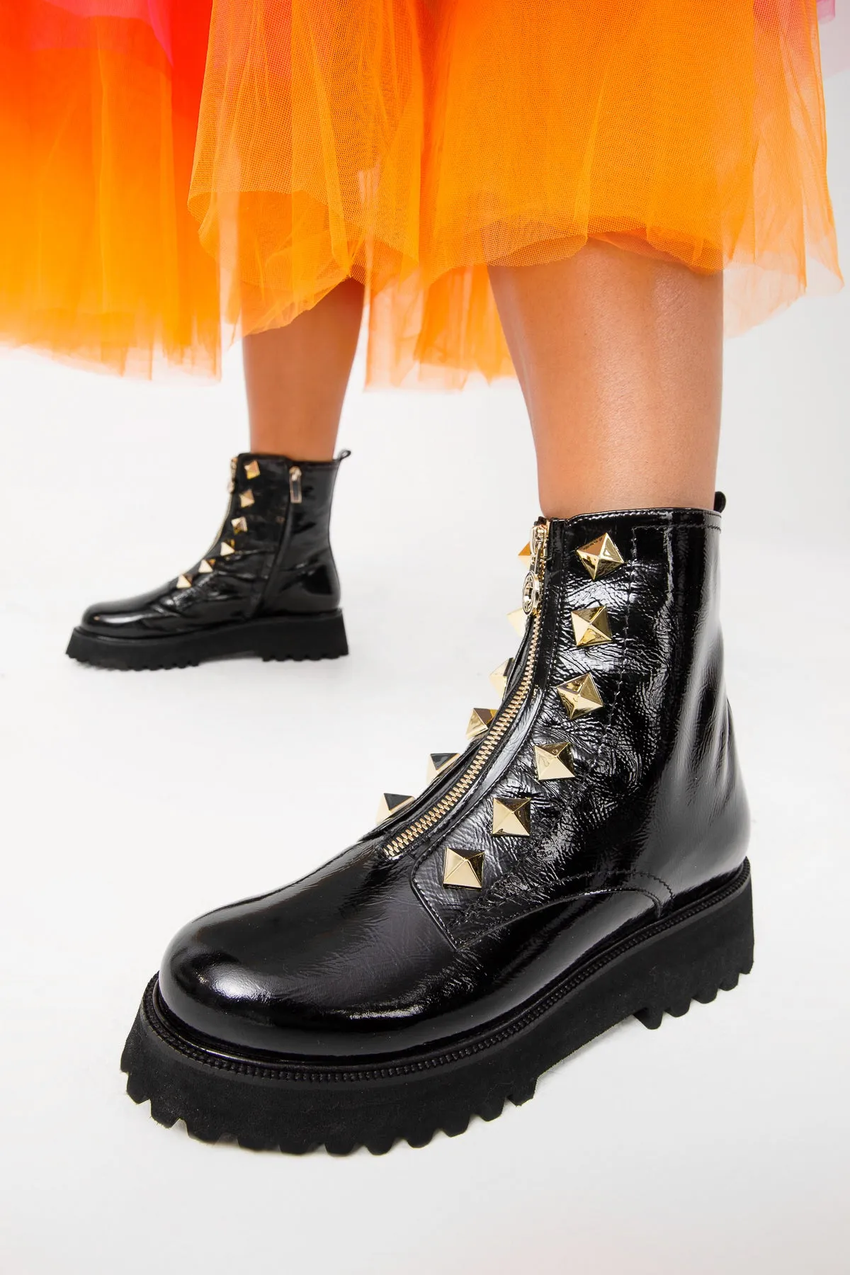 The Ottawa Black Patent Leather Ankle Women Boot