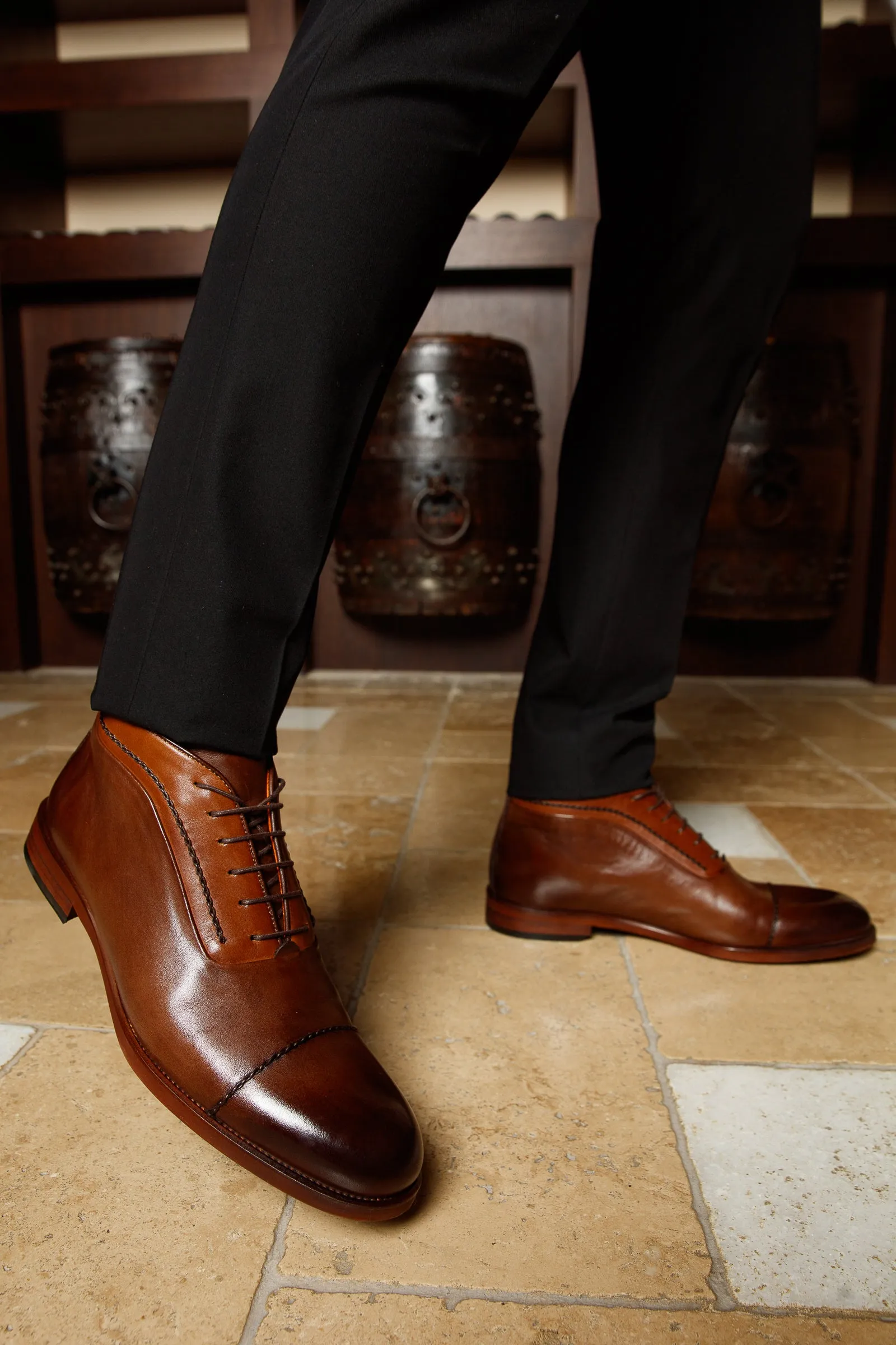 The Rome Tan Leather Oxford Cap-Toe Men Boot