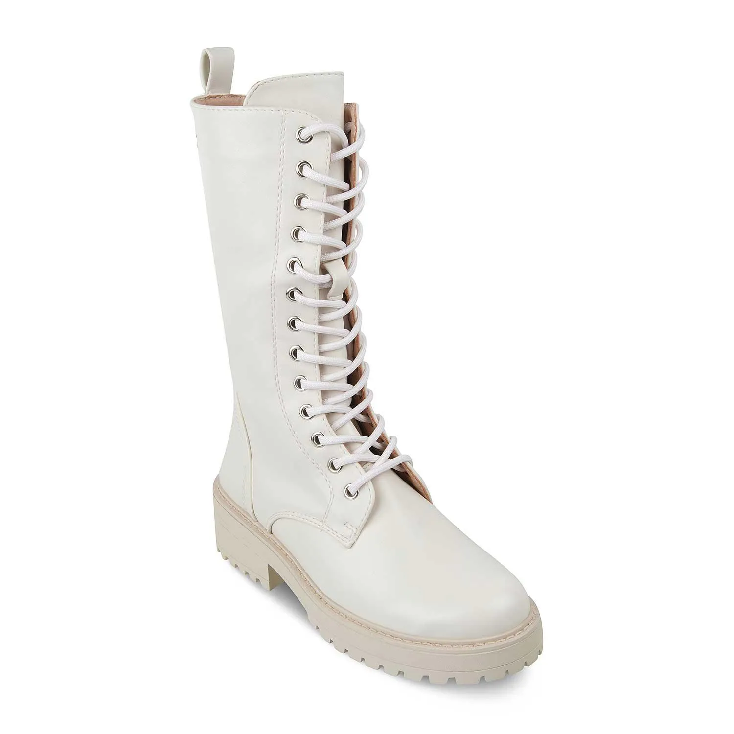 The White Beige Women's Knee-length Boots Tresmode