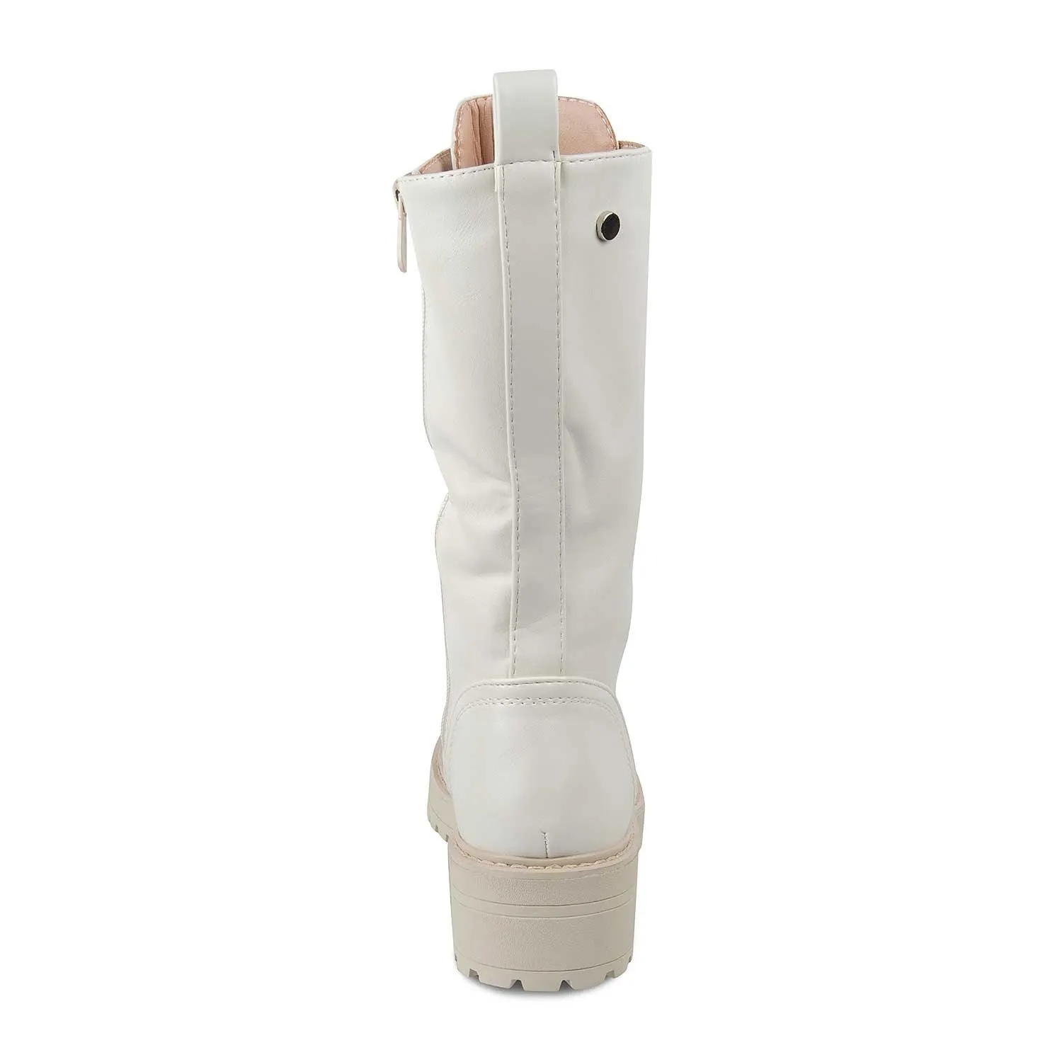 The White Beige Women's Knee-length Boots Tresmode