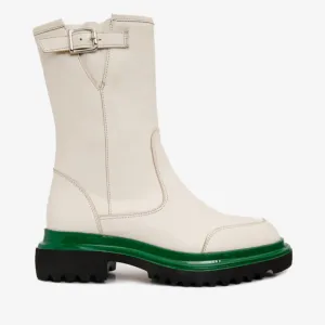 The Yako Cream Leather Mid Calf Women Boot