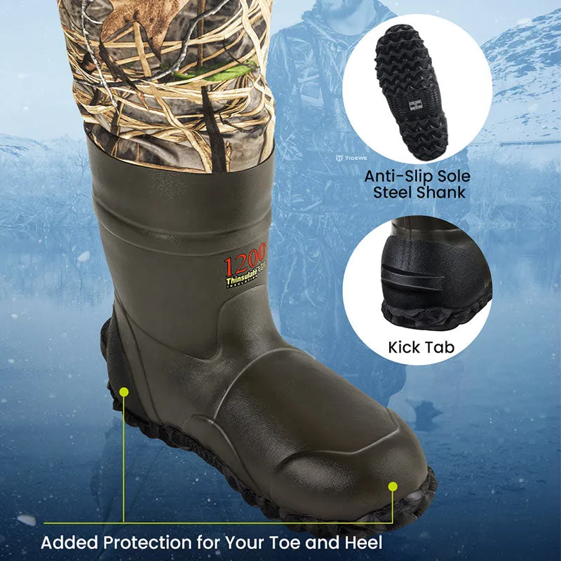 TideWe®Insulated Breathable Chest Waders 1600G Waterproof Bootfoot Duck Hunting Waders