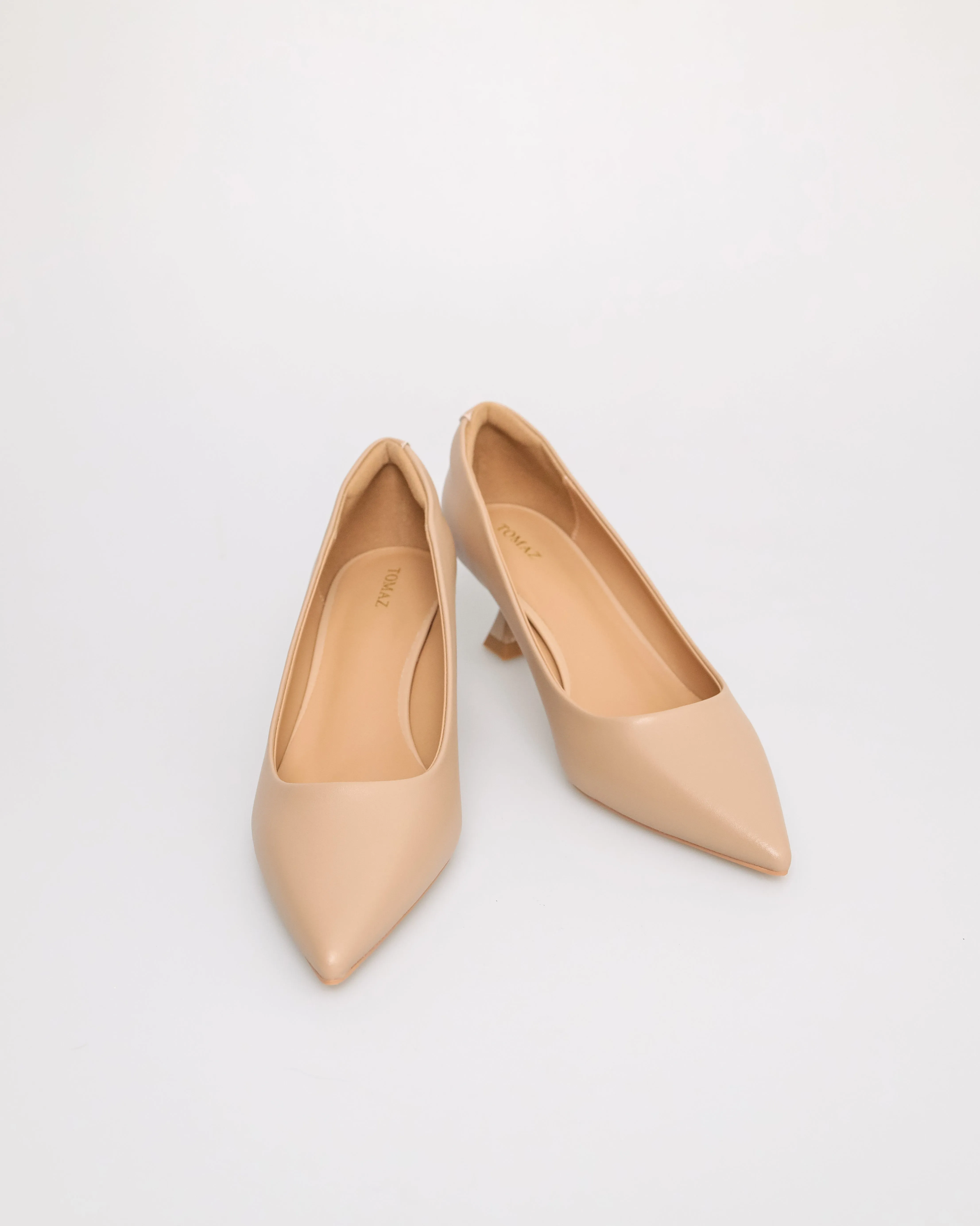 Tomaz FL070 Ladies Glossy Low  Heels (Beige)