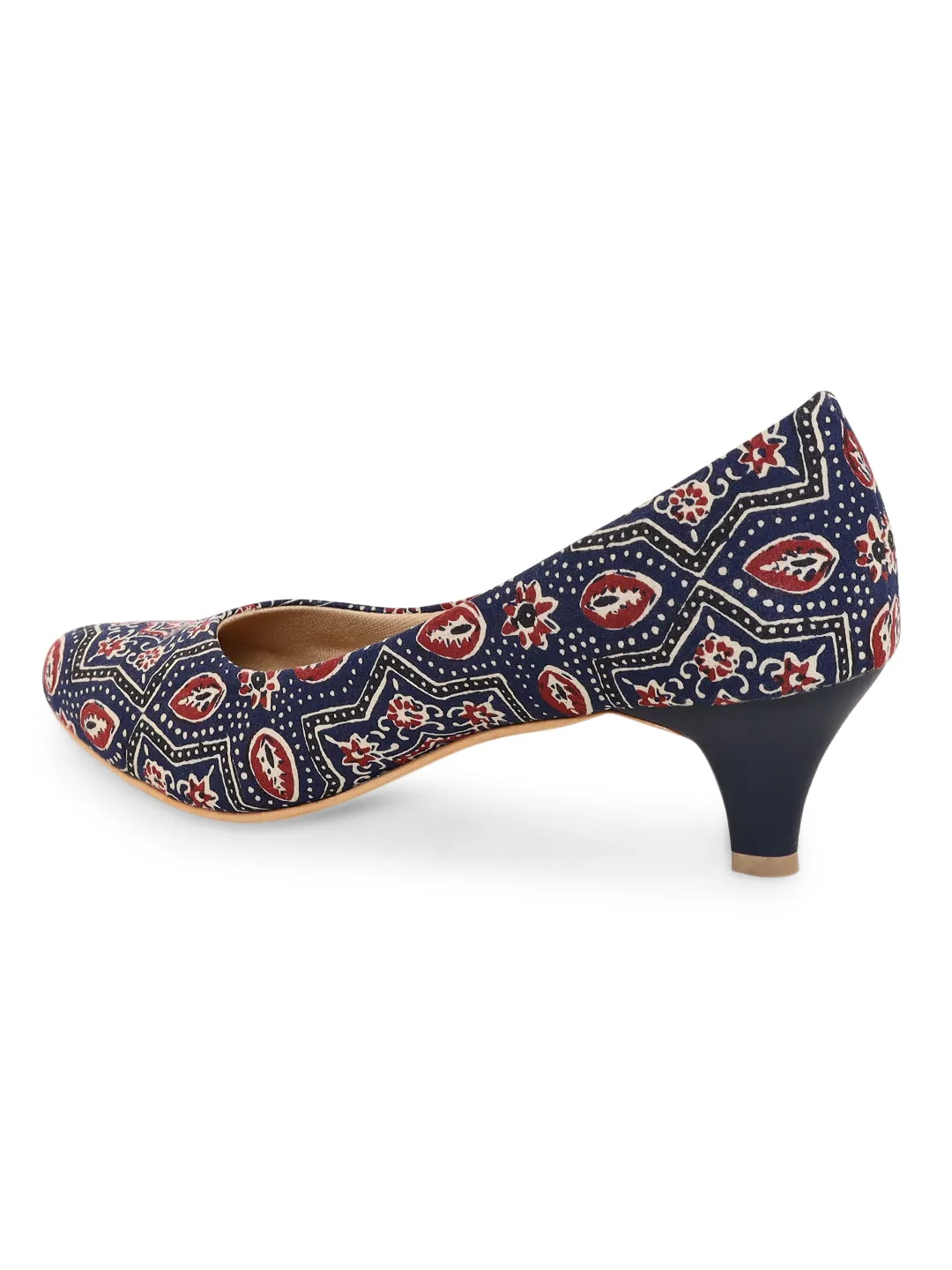 Traditional Ajrakh Blue Kitten Heels