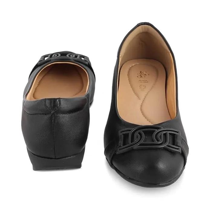 tresmode 239-GEOM Black Women Flat Ballerina EU/37 UK/4