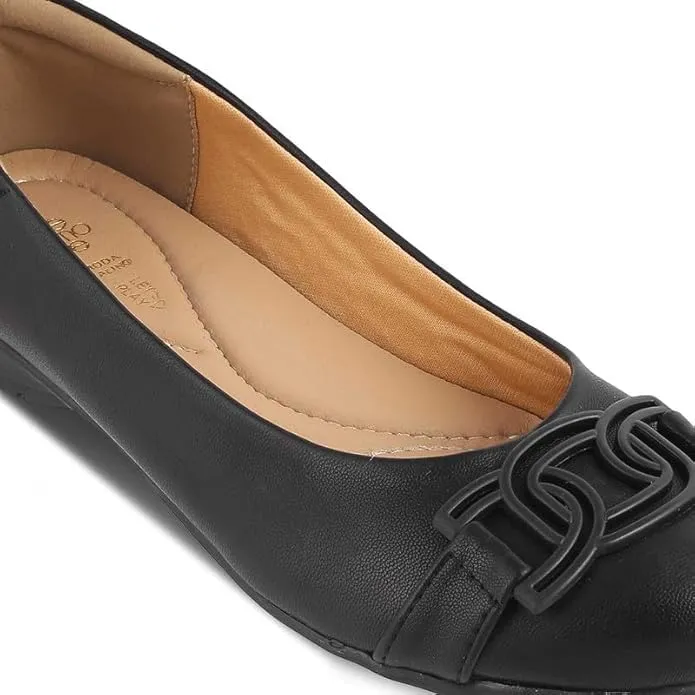 tresmode 239-GEOM Black Women Flat Ballerina EU/37 UK/4