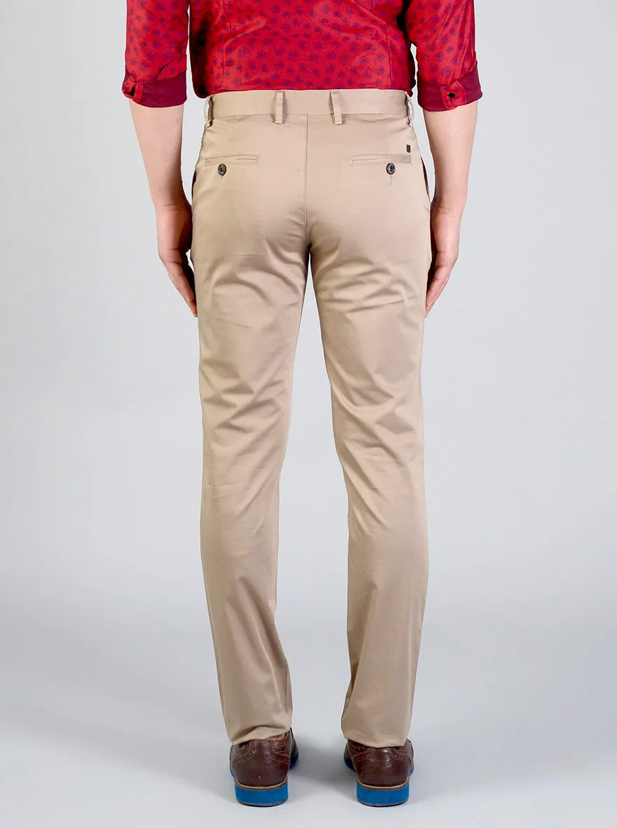 Tuffet Brown Solid Slim Fit Casual Trouser | JadeBlue